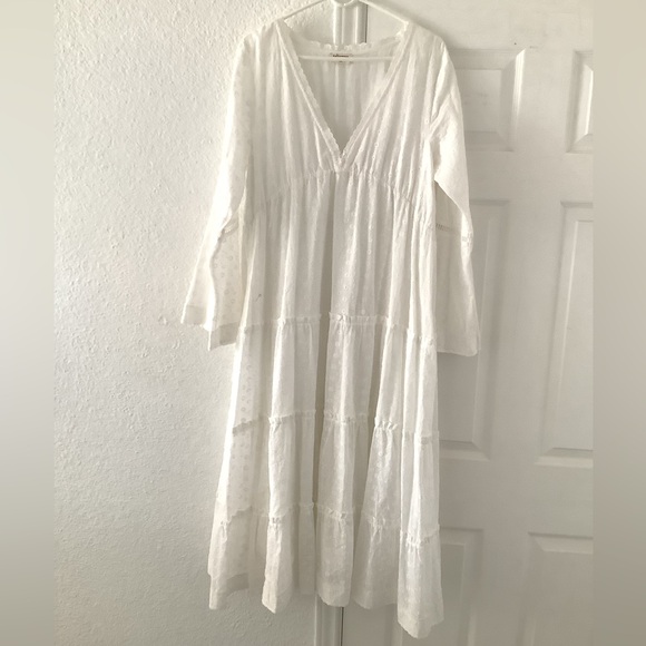 Elegant talisman White Embroidered Maxi Dress. - Picture 3 of 16